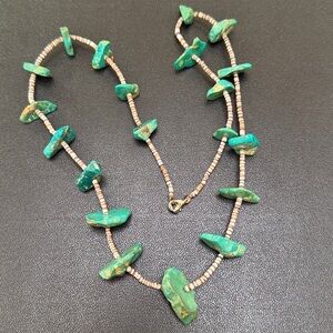 Turquoise large chips heishi vintage necklace